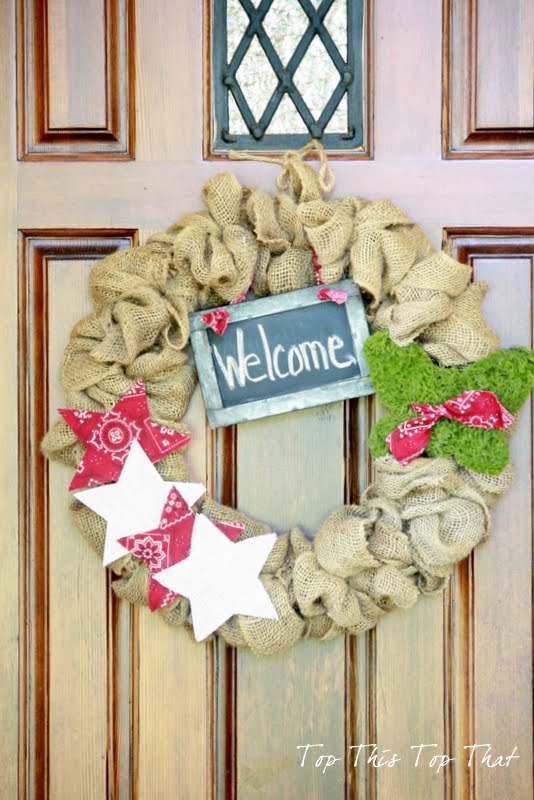 DiyDreaming - Hey Crafty Friends! Here are the burlap flowers and the  braided rope wreath we made yesterday. I almost forgot to add the burlap  leaves to the wreath. I think they