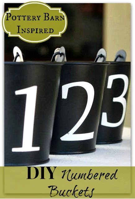 Pottery Barn inspired Numbered buckets