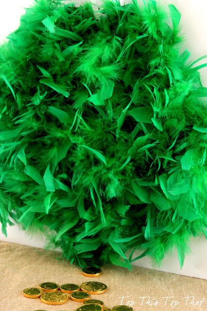 Easy Shamrock Wreath made with feathers 