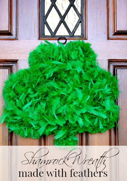 Easy Shamrock Wreath made with feathers 