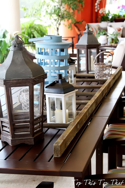 close up of lanterns on a table