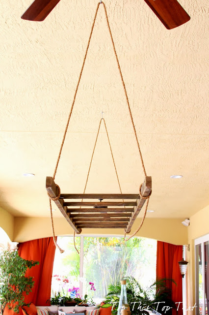 hanging ladder on ceiling with rope 