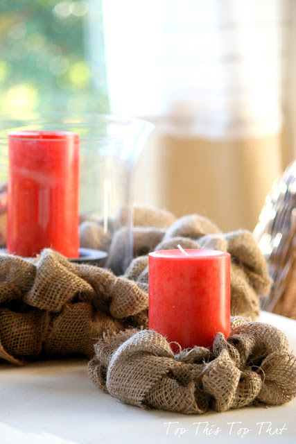 easy burlap candle rings