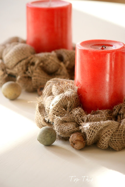 easy burlap candle rings