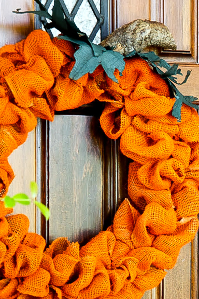 The Easiest Orange Burlap Pumpkin Wreath