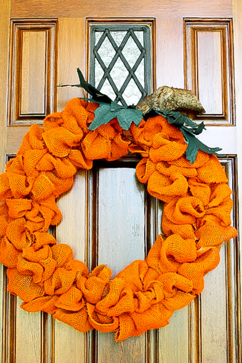 The Easiest Orange Burlap Pumpkin Wreath