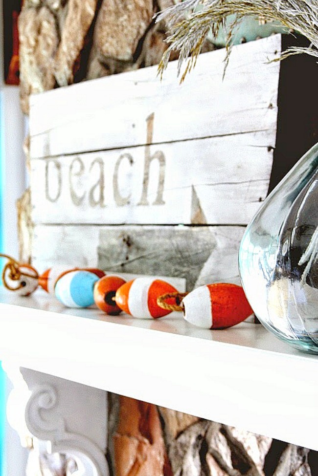 A beach inspired summer mantel