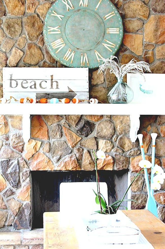 A beach inspired summer mantel 