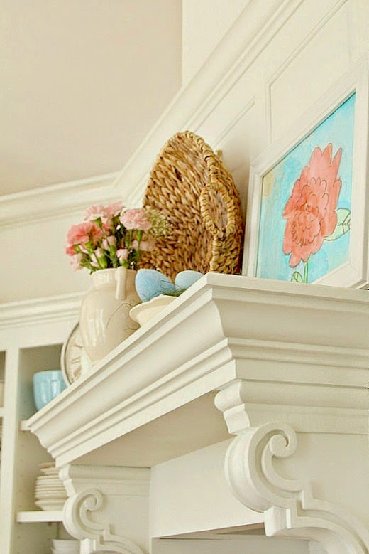 Spring Kitchen Mantel using kids artwork