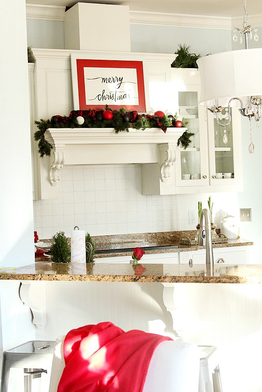 Using Red in a White Holiday Kitchen
