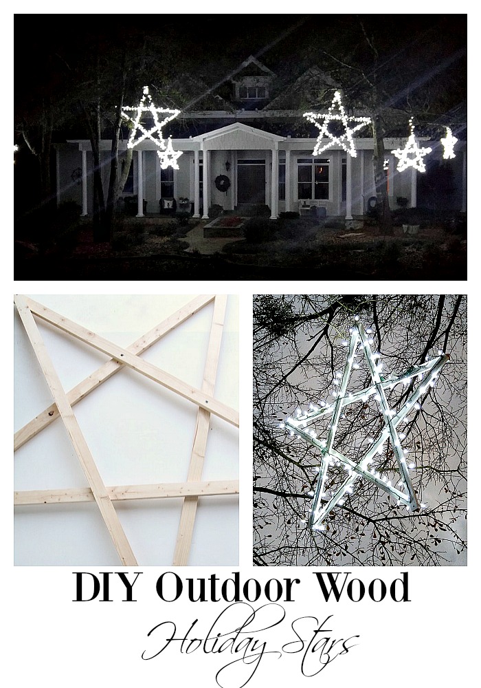 DIY udendørs træ tændte stjerner