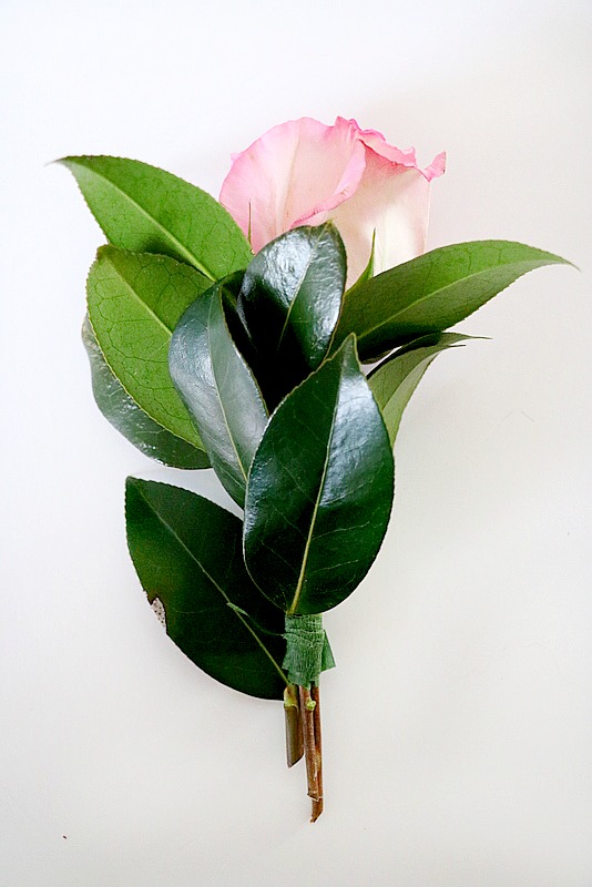 green leaves and flower for diy wrist corsage