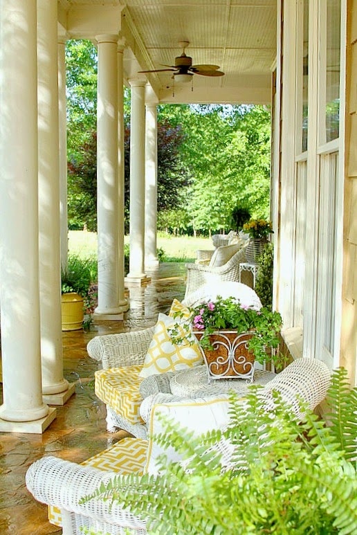 Summer Southern front porch at Duke Manor Farm