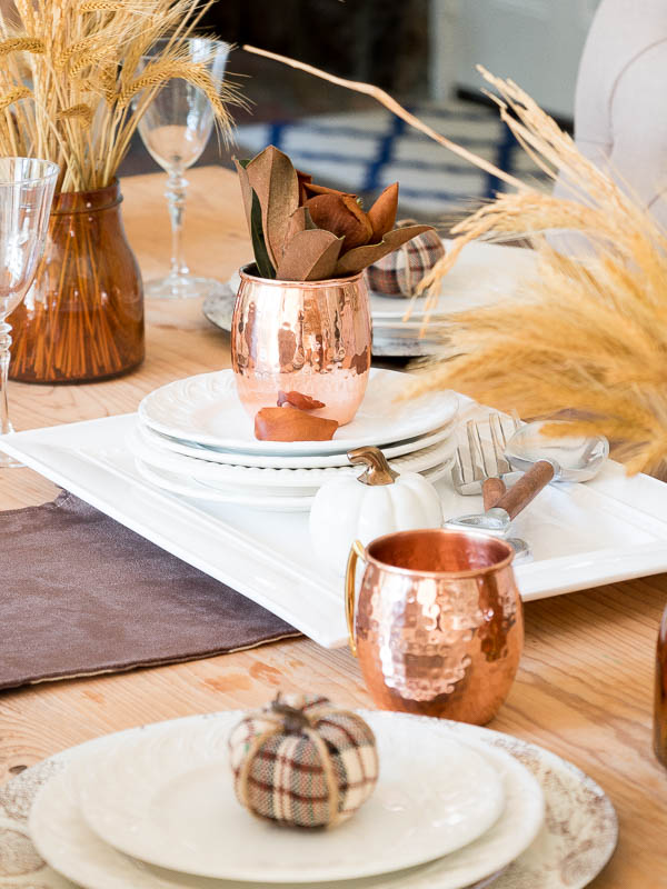 Copper and Plaid Inspired Thanksgiving Table