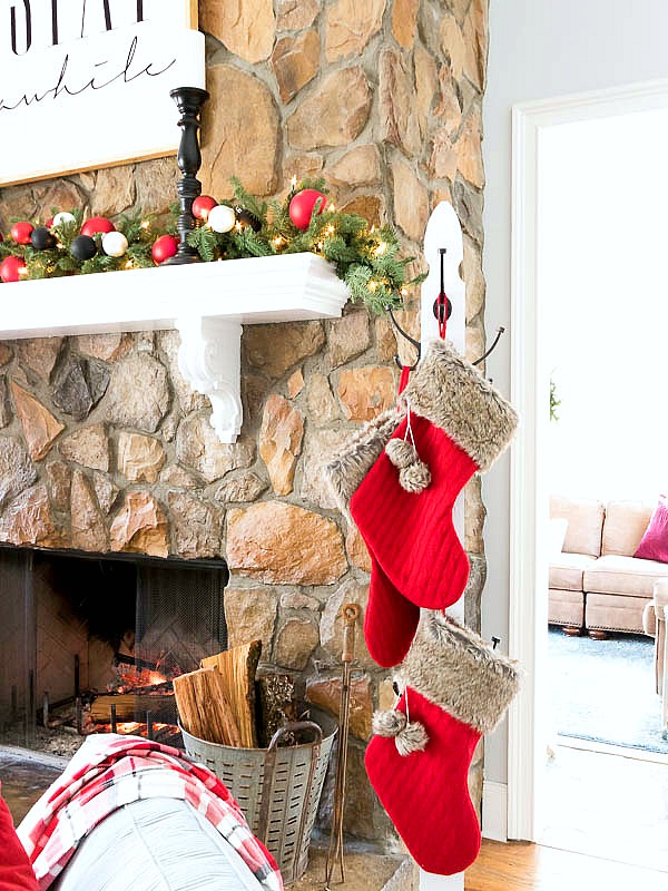 Decorating a Holiday Mantel Using Red and Black