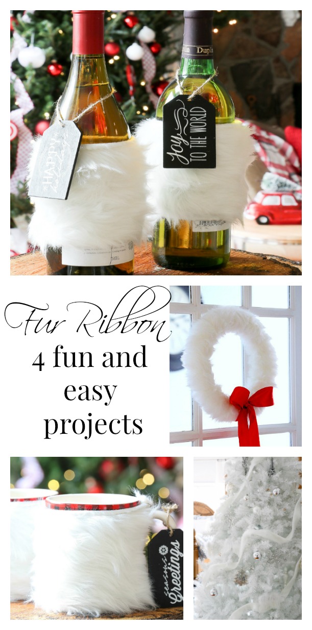 4 Holiday Ideas using White Fur Ribbon