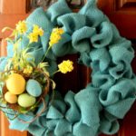 blue burlap spring wreath