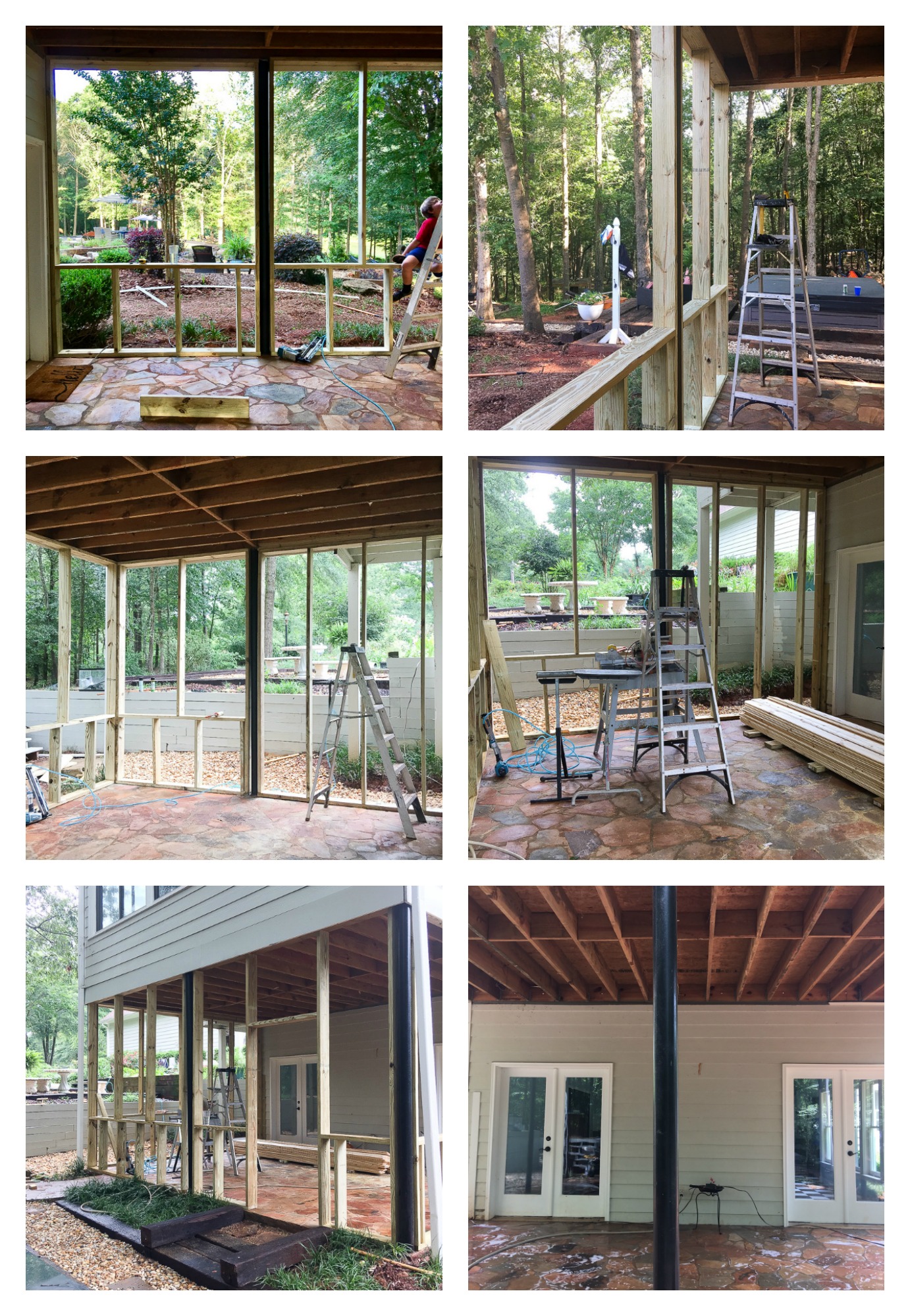 The construction phase of building a Screen Porch 