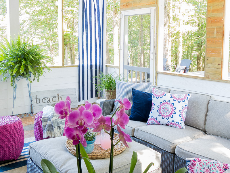 Screen Porch Reveal....with a pop of color