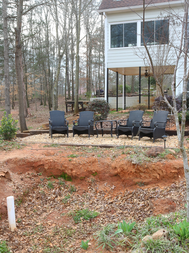 Backyard Pond and Eating Area