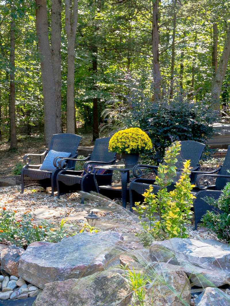 Backyard Pond and Eating Area