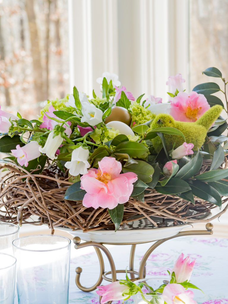 DIY Spring Floral Birds Nest Centerpiece