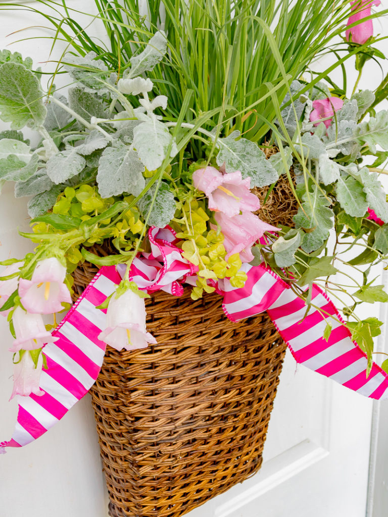 Hanging Spring basket using live plants and flowers