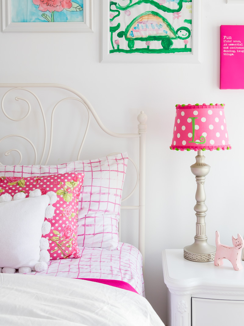 little girls pink and white bedroom