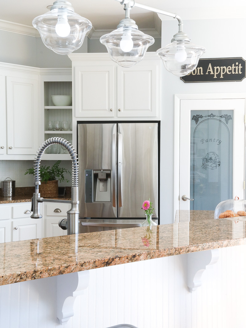 counter in a white kitchen