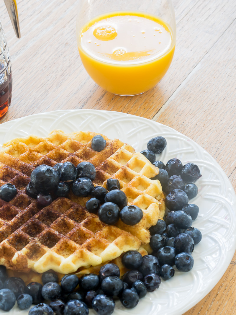 Cinnamon and Sugar Belgian Waffle Recipe close up