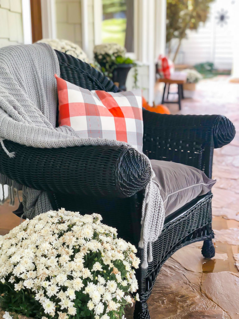 Fall front porch with orange and gray accents