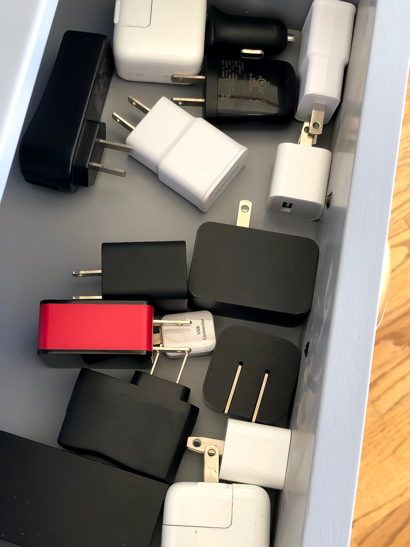 small drawers keep electronics organized