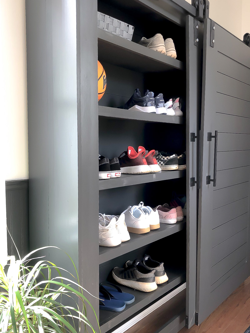 Custom DIY Shoe Cabinet with Sliding Door