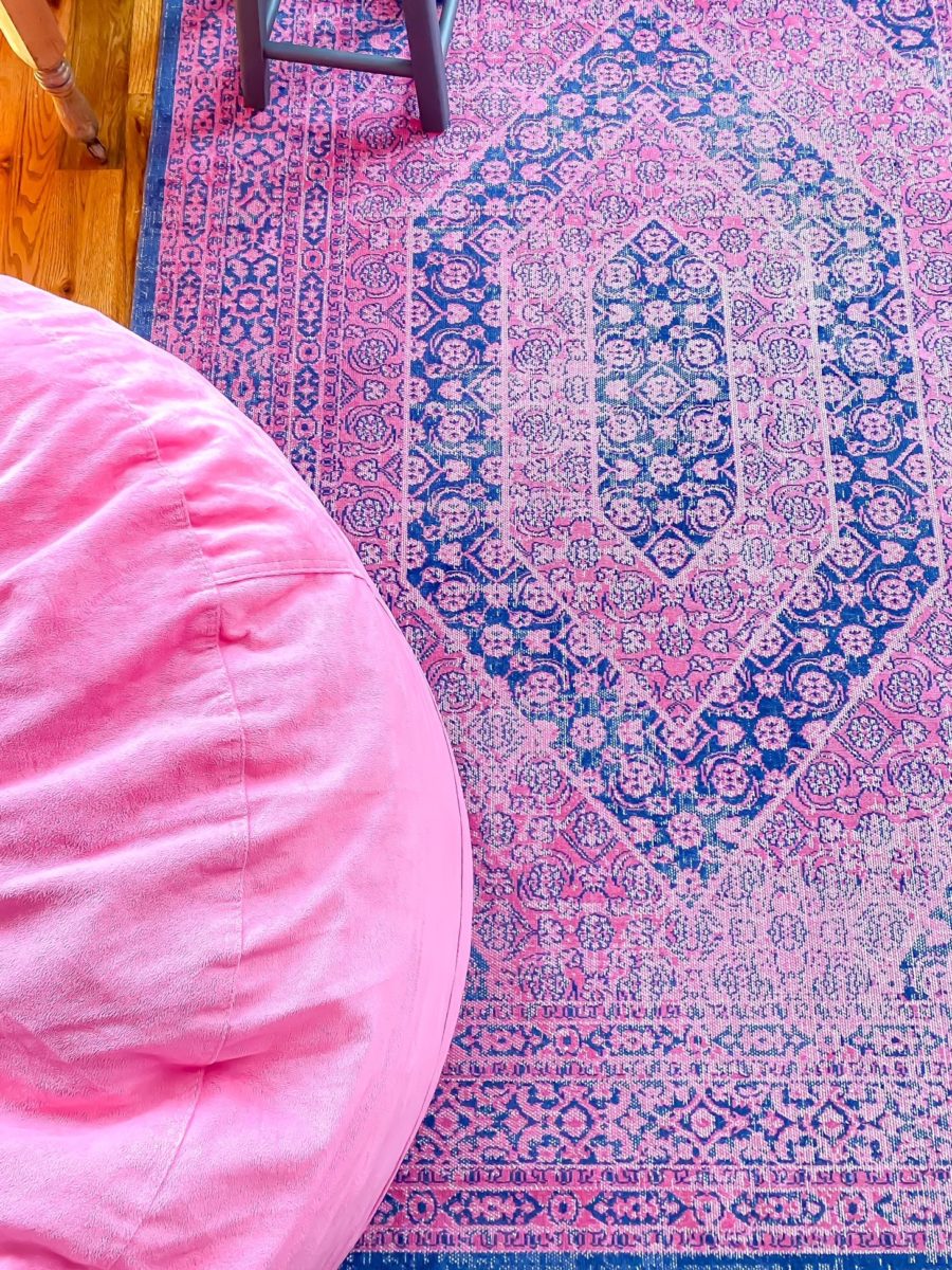 pink and blue rug
