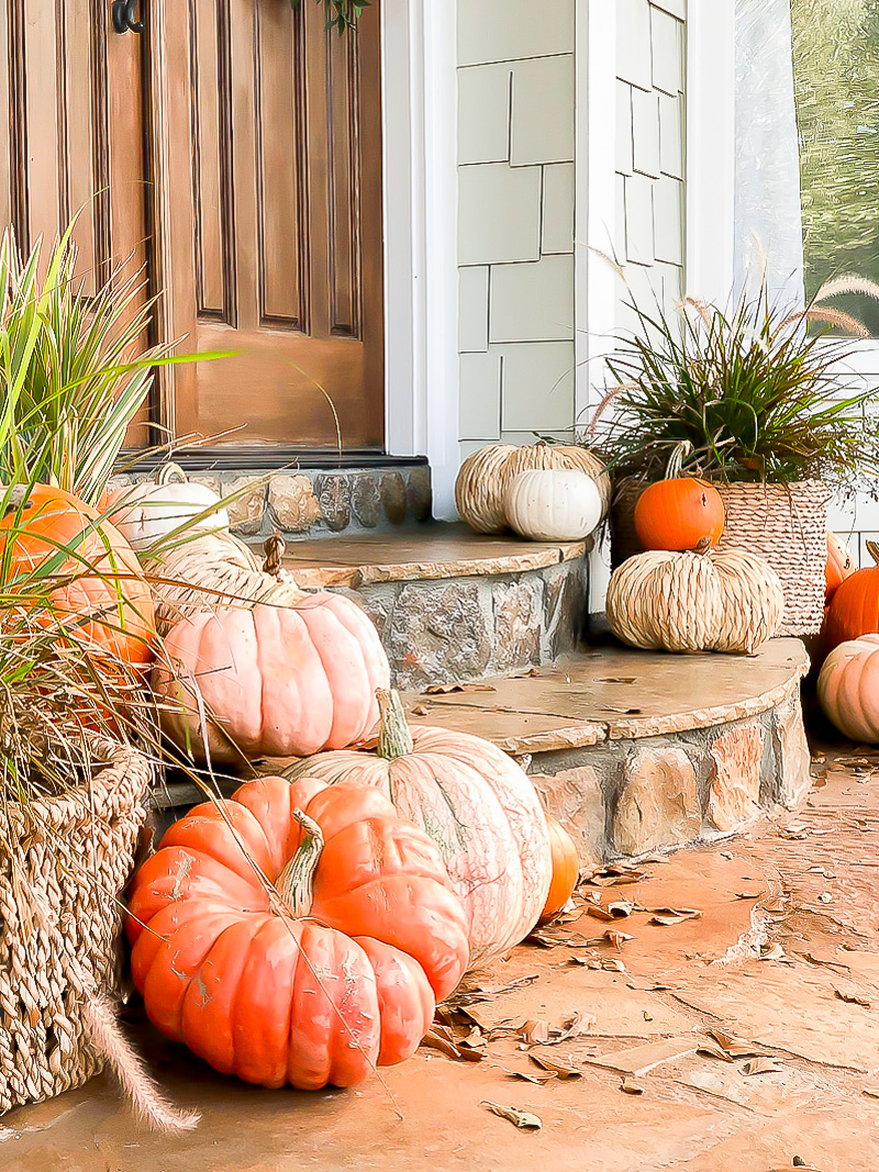 pumpkins on porch
