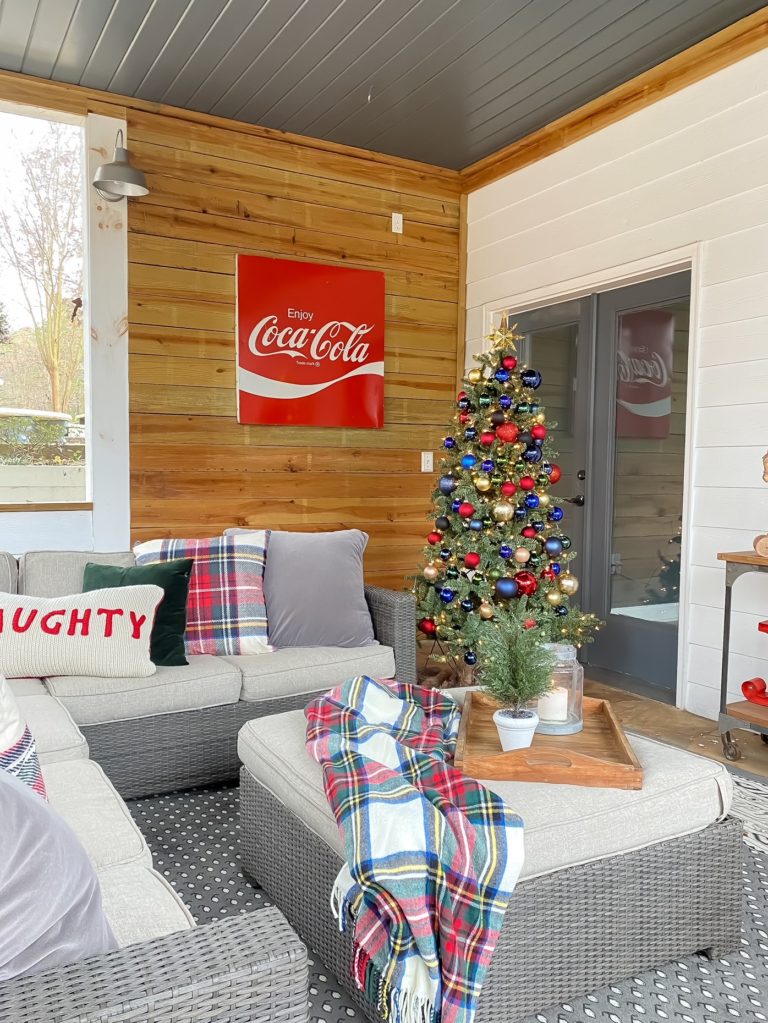 Festive Holiday Pillow Covers on porch