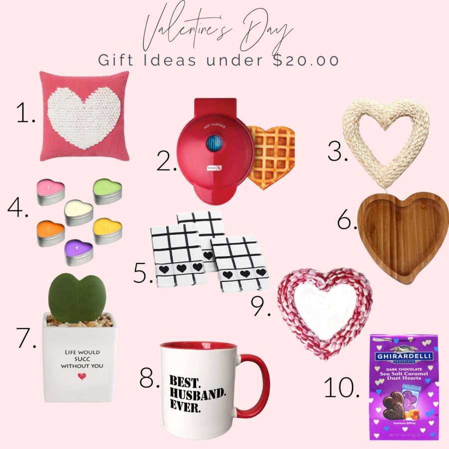 Valentine's Day Gift Ideas under $20 flat lay