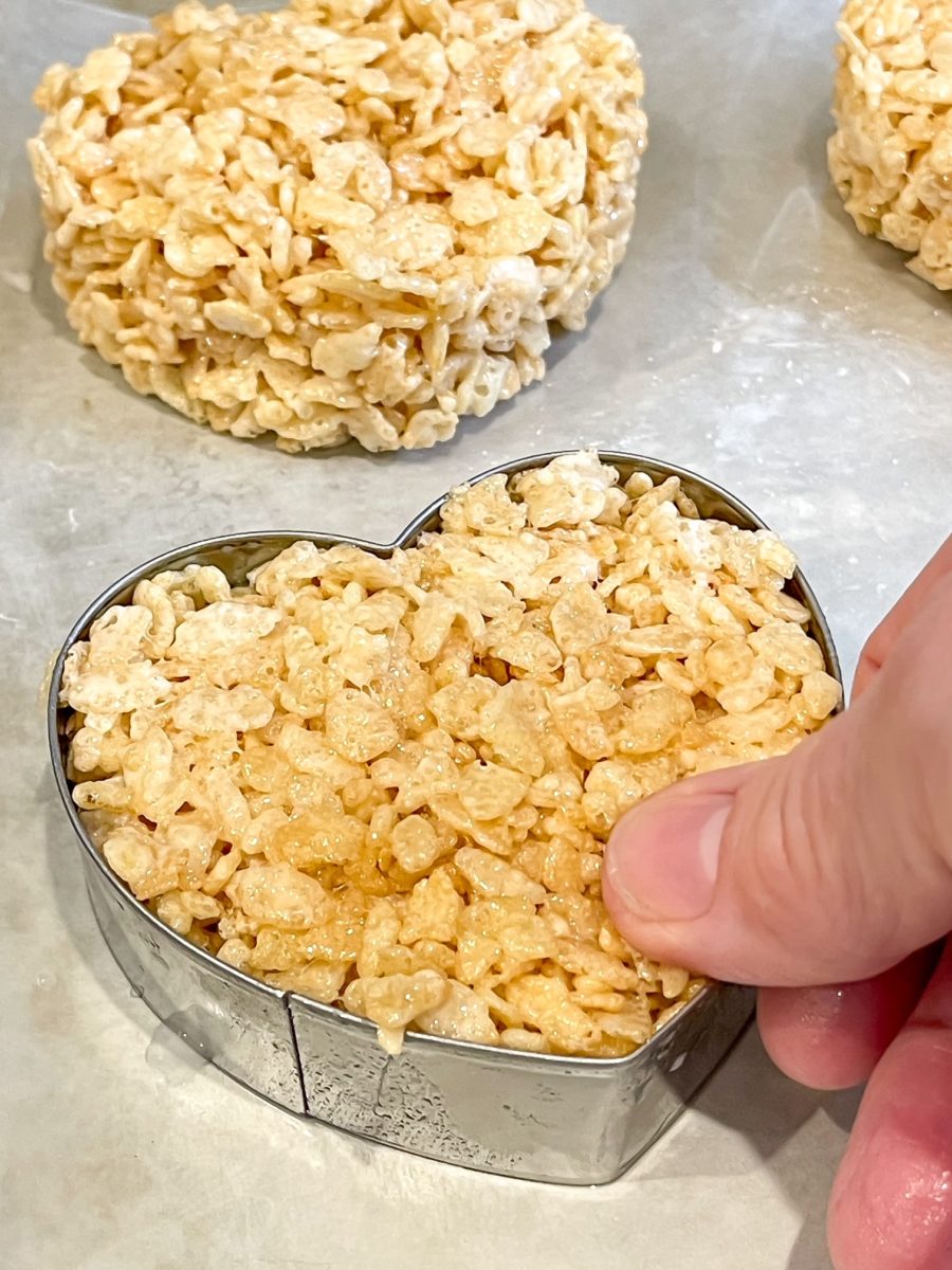 rice krispie in a heart shaped mold