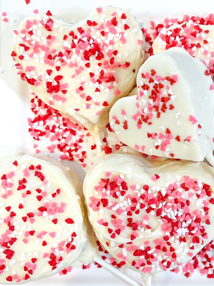 plate of Heart Shaped Rice Krispie Pops