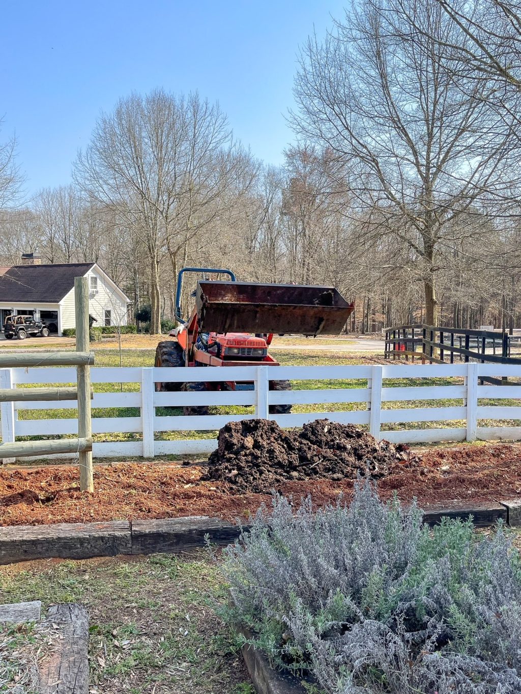 tractor in garden