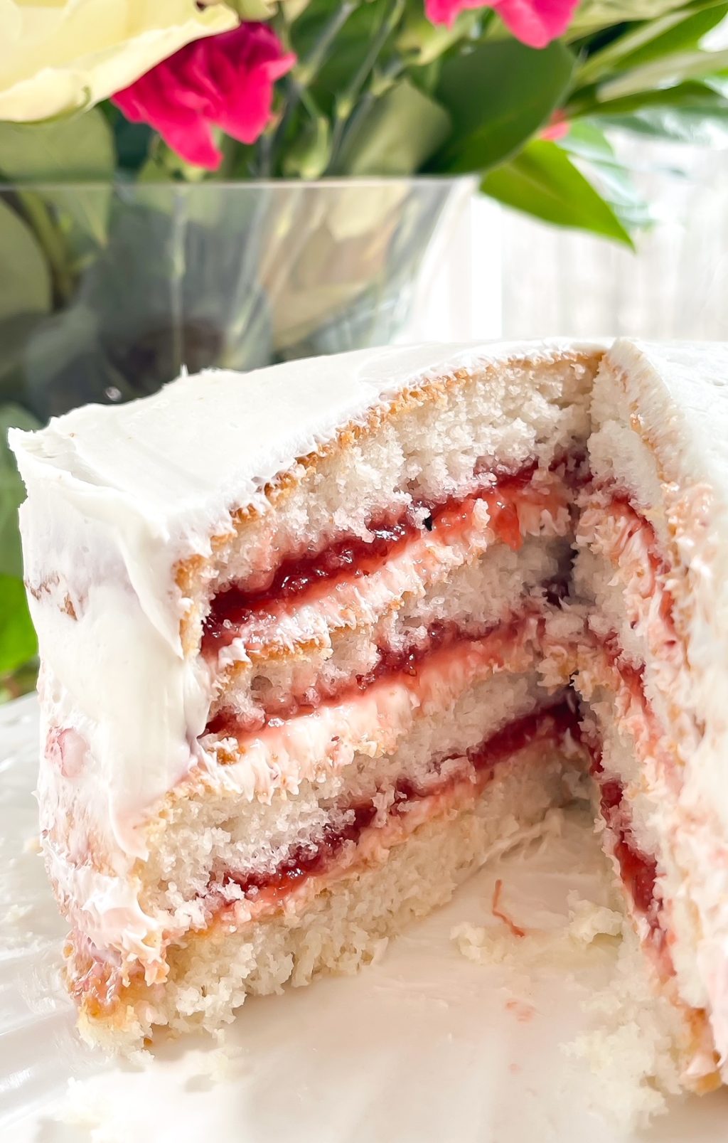 inside of a white cake cut