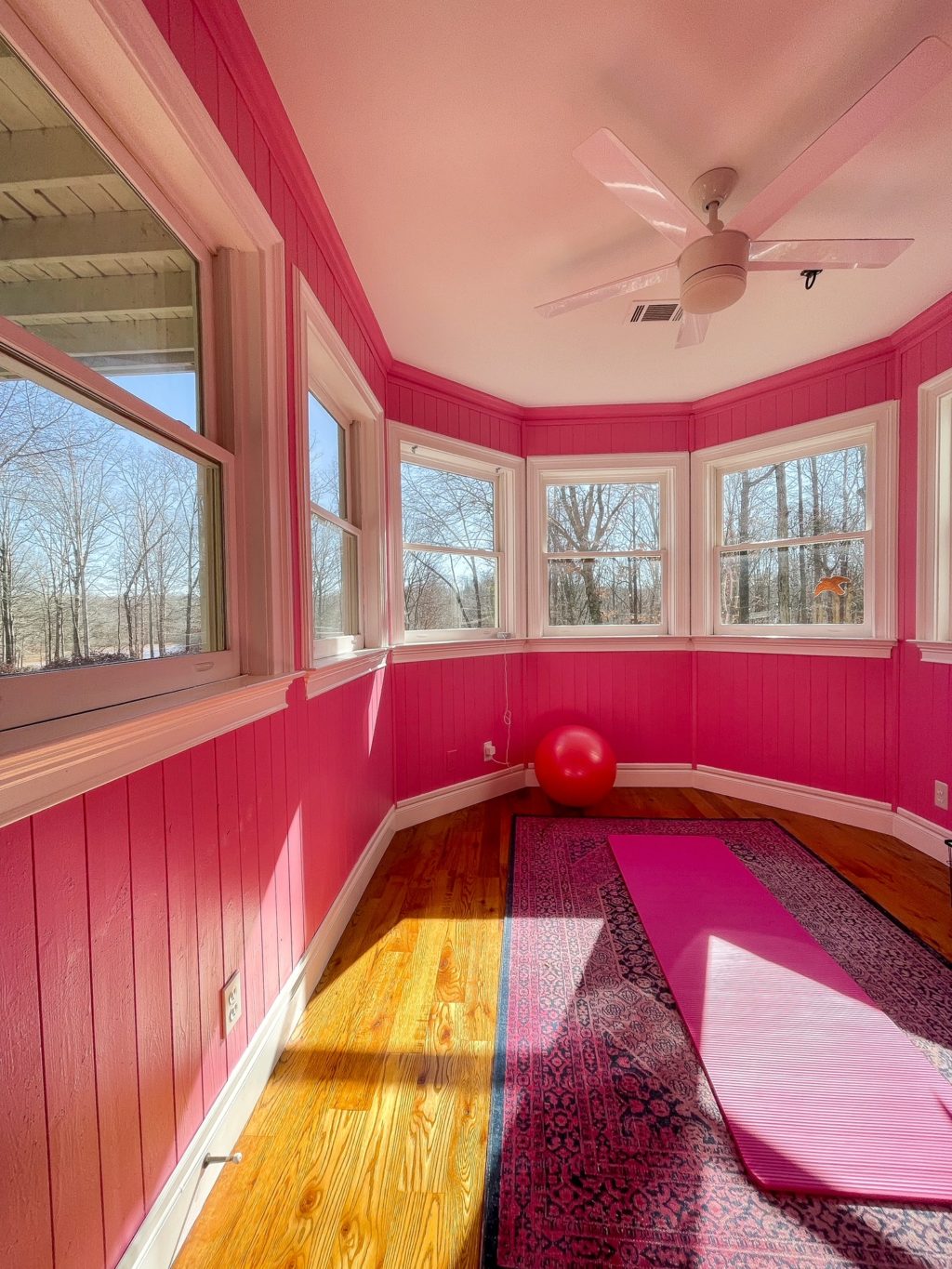 empty room with pink walls