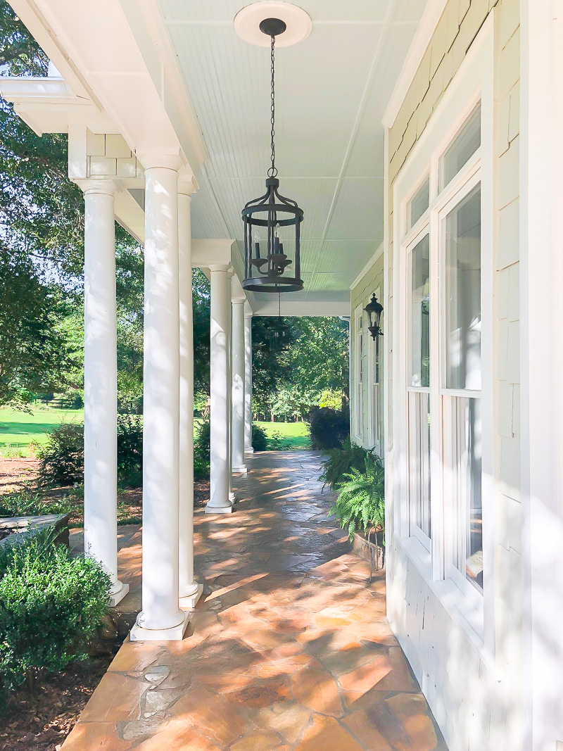 open covered porch with blue ceiling