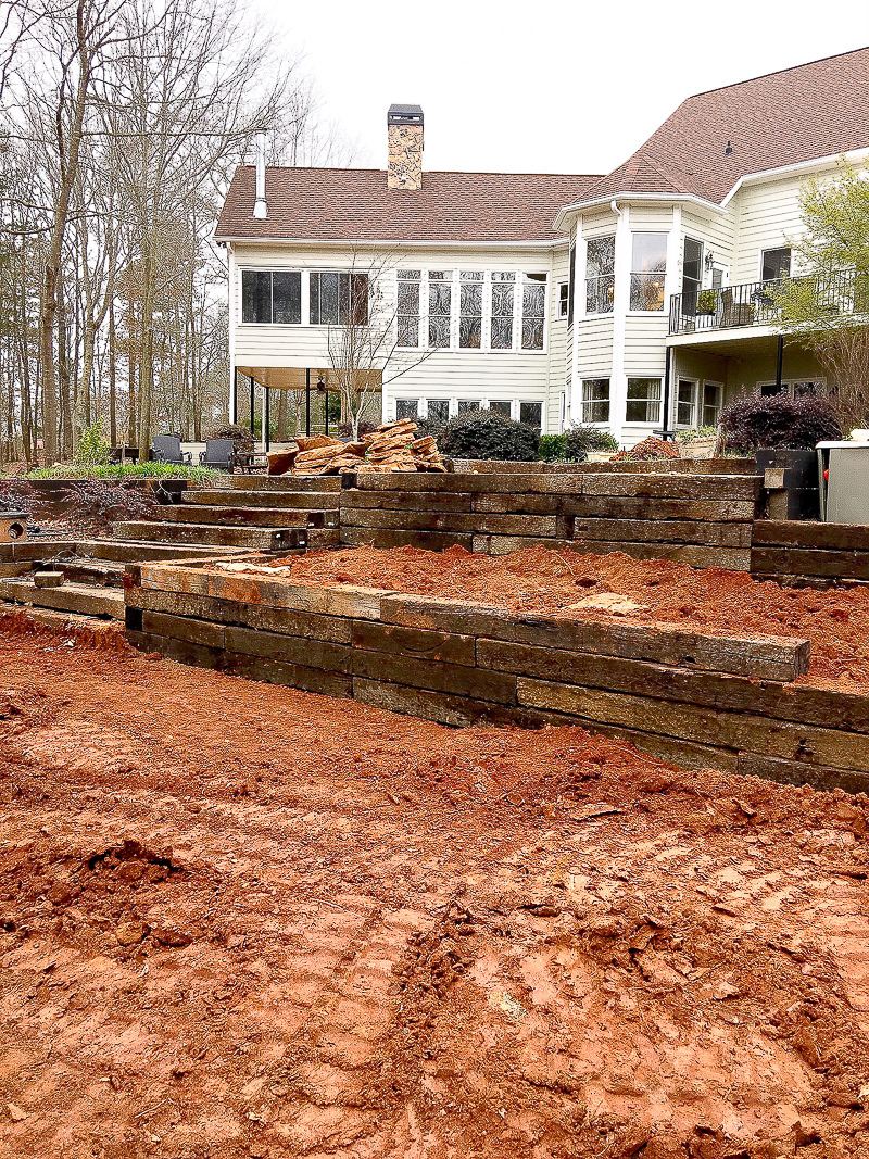 backyard with terraces and dirt