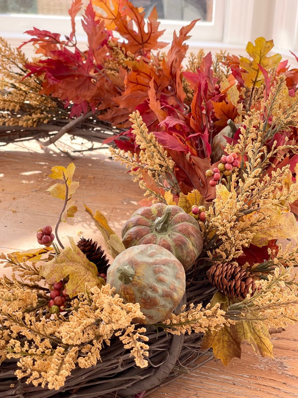 fall wreath in autum colors
