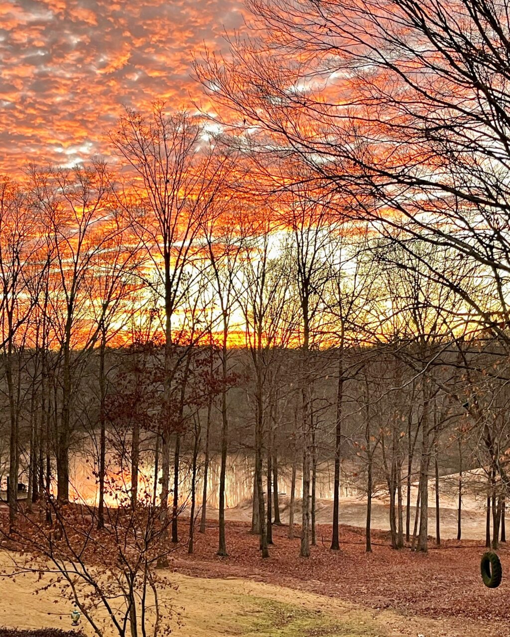 sunrise with lake in background