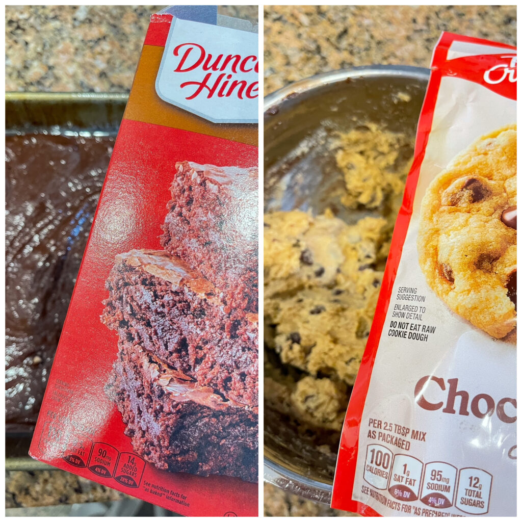 side by side of brownie mix and cookie mix