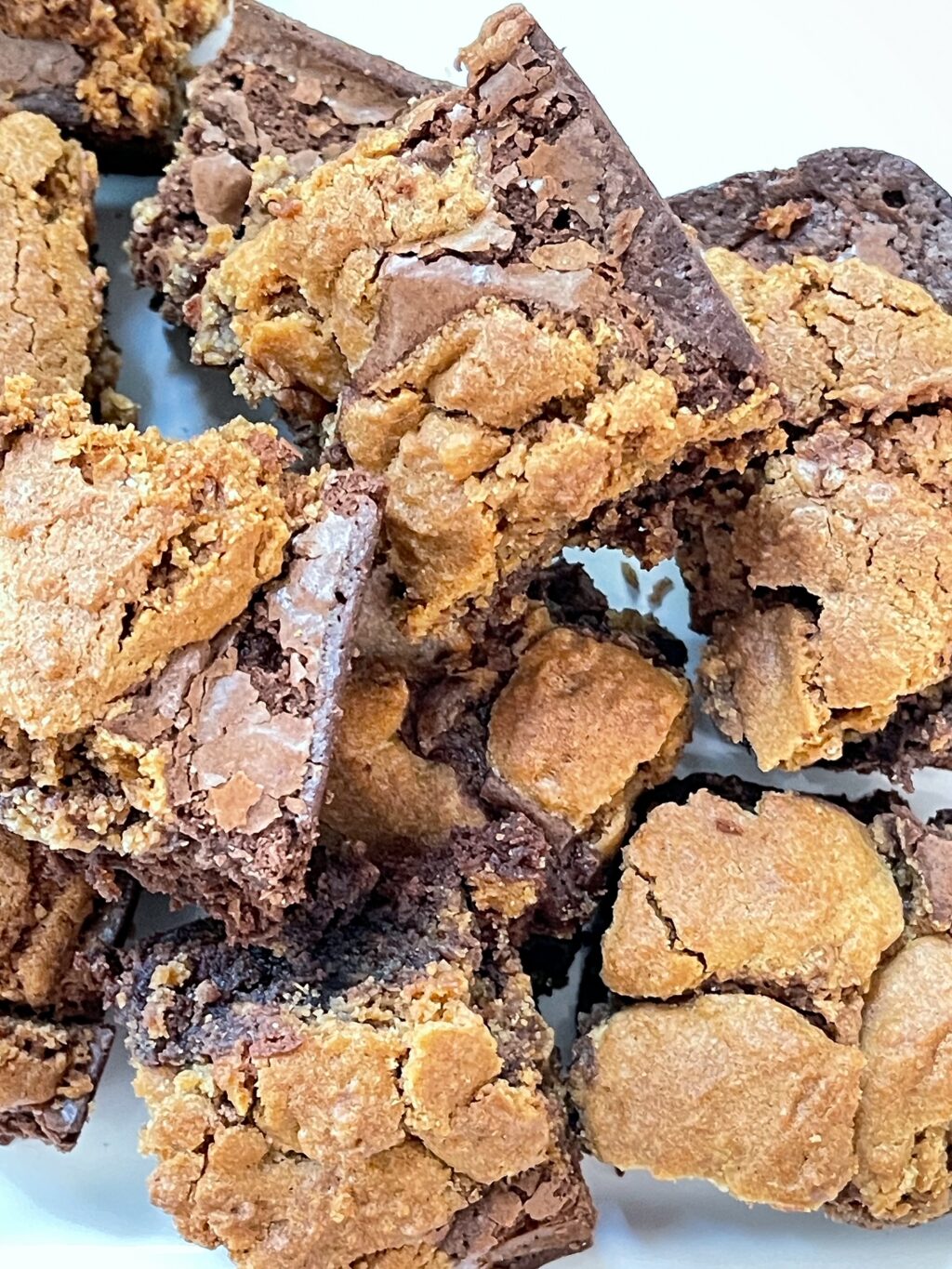 pieces of brownie on a white plate