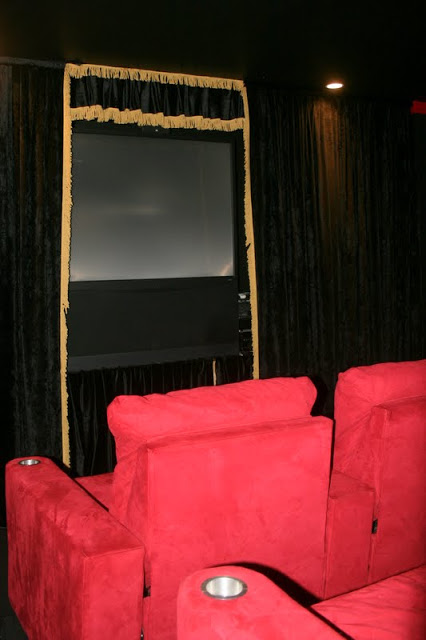home media room  with black curtain