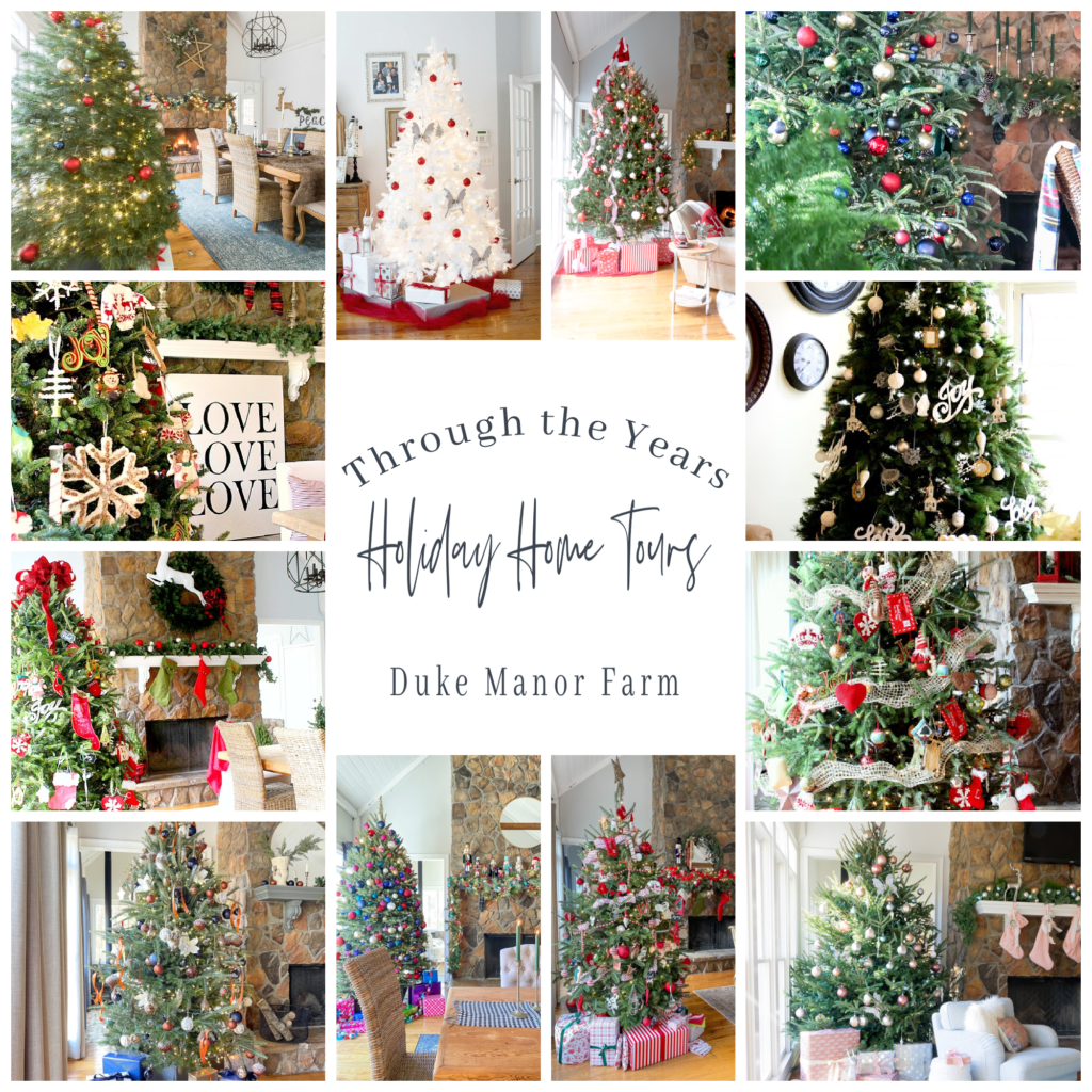 collage of christmas trees from Duke Manor Farm